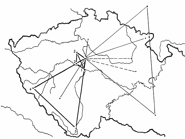 Development of the communications network in Bohemia: Map 2
