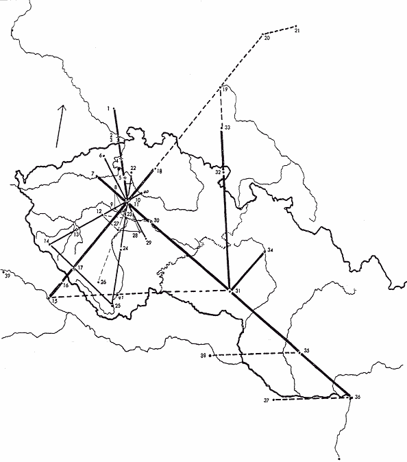 Map of Central Europe: communications network