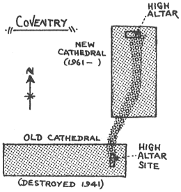 Groundplans of old and new cathedrals at Coventry