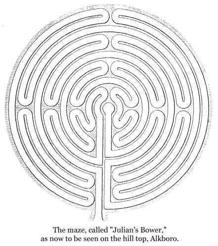 Plan of Alkborough turf maze, by J. Goulton Constable, 1886