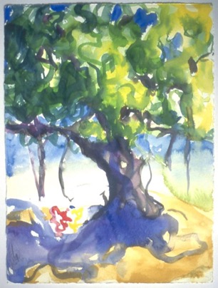 Old Men Smoking Opium Under a Tree Rajastan,20"x24", Watercolour
SOLD