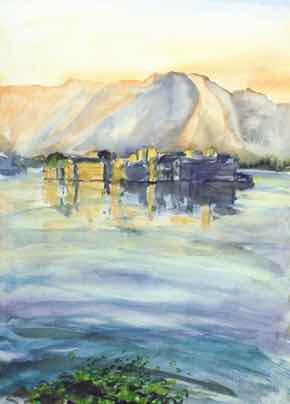 Lake Palace Udhipur,
11½"x16½", Watercolour
SOLD Lake Palace Udhipur,
11½"x16½", Watercolour
SOLD