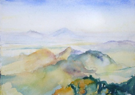 View from Top of the Rock Sigiriya 1, 6"x8", Watercolour