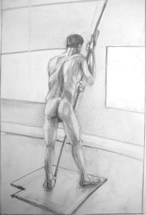 Man Leaning on Pole,
11½”x16½”, Graphite Man Leaning on Pole,
11½”x16½”, Graphite
