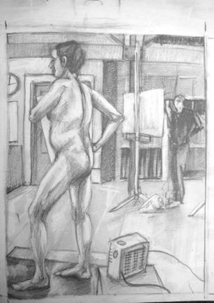 Standing Man in Studio, 11½”x16½”, Graphite Standing Man in Studio, 11½”x16½”, Graphite