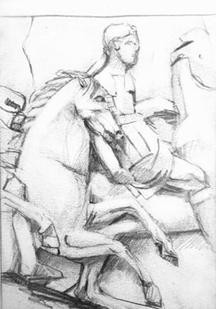 Elgin Marbles British Museum, 4"x5½, Graphite Elgin Marbles British Museum, 4"x5½, Graphite