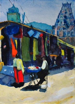 Market Ooty, 11½”x16½”, Watercolour