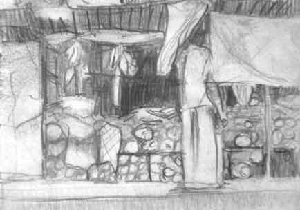 Fruit Stall, 5½"x4", Graphite Fruit Stall, 5½"x4", Graphite