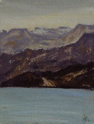 Sinai and the Red Sea,
pastel on paper,
18cm x 14cm Sinai and the Red Sea,
pastel on paper,
18cm x 14cm