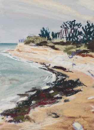 “Spit, le Côte Sauvage”,
pastel on paper, 31cm x 23cm “Spit, le Côte Sauvage”,
pastel on paper, 31cm x 23cm