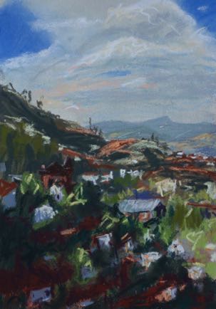 Fianarantsoa, mountain terraces,
29cm x 42cm, Chalk Pastel on Paper