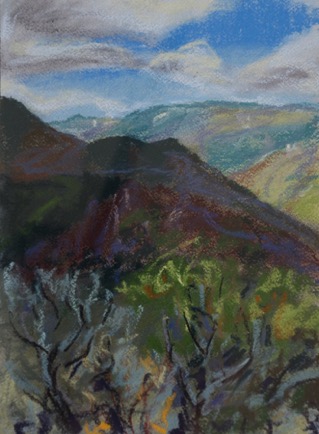 View from S. Michel-de-Mourcairol,
 Languedoc
Pastel on Paper, 2023, 23cm x 31cm