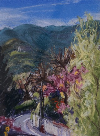 Road in the foot hills,
Lamalou-les-Bains, Languedoc
Pastel on Paper, 2023, 23cm x 31cm