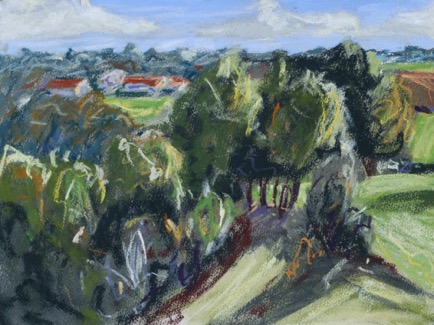 Early Autumn near Biosac
Charente 
Pastel on Paper, 2021, 41cm x 31cm