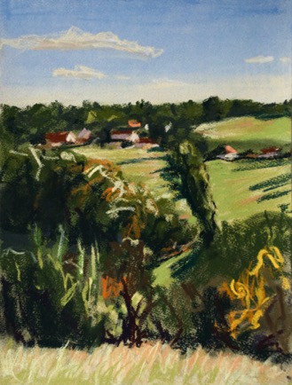 Early Autumn near Biosac,
Charente 
Pastel on Paper, 2021, 31cm x 41cm
