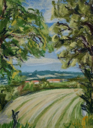 Fields,
Charente 
Pastel on Paper, 2022, 23cm x 31cm
