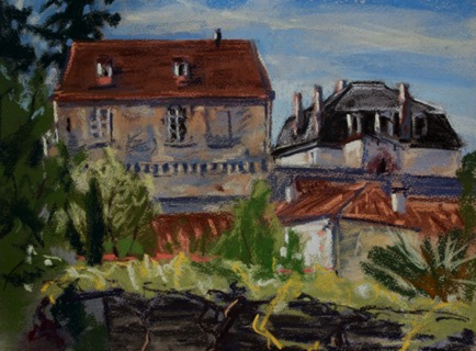 Châteaux and maison de bourg,
Ruffec, Charente
Pastel on Paper, 2022, 41cm x 31cm Châteaux and maison de bourg,
Ruffec, Charente
Pastel on Paper, 2022, 41cm x 31cm