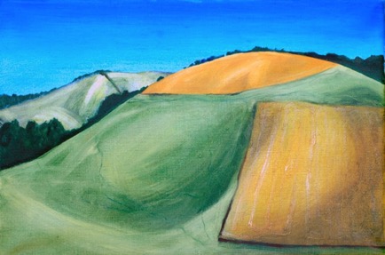 Field near Stow Galashields, 18"x12", Oil on Canvas