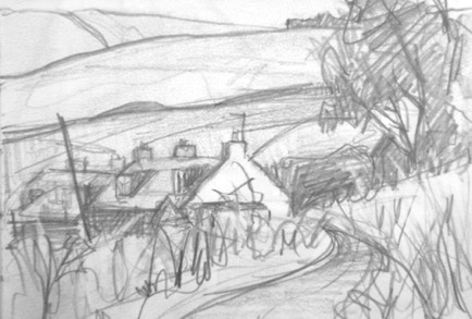 Cottages Gallashields, 5½"x4", Graphite