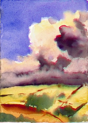 Fields Near Stow Gallashields 6, 5"x6", Watercolour