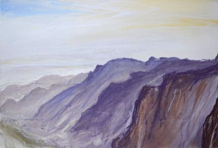 Dana Valley evening,
pastel on paper, 37cm x 56cm