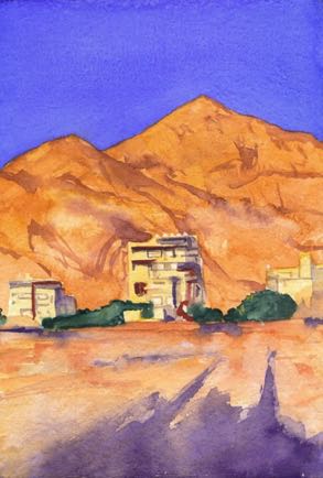 Aqaba Mountains, Watercolour on paper, 30cm x 21cm