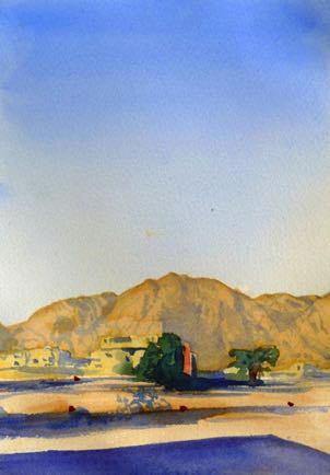 Aqaba Mountains, Watercolour on paper, 21cm x 15cm