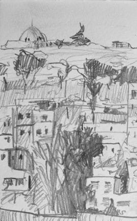 The citadel Amman, Pencil on paper, 10cm x 14cm