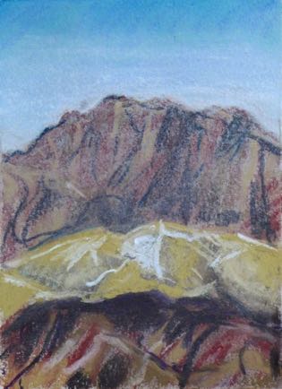 Negev from Aqaba, 
pastel on paper, 21cm x 15cm