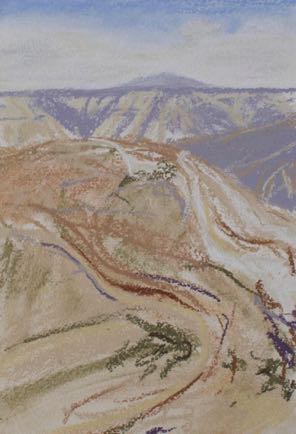 View from Shobak Castle, 
pastel on paper, 18cm x 28cm