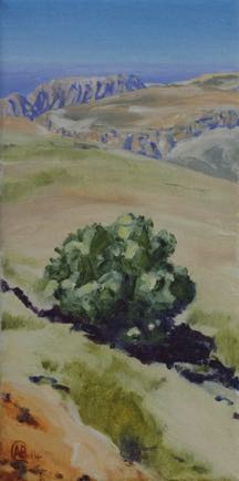 Tree by Moses’ last view 
Oil on Linen, 
30cm x 15cm
