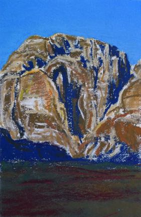 Jebel Umm 
E’jil,
pastel on paper, 18cm x 10cm