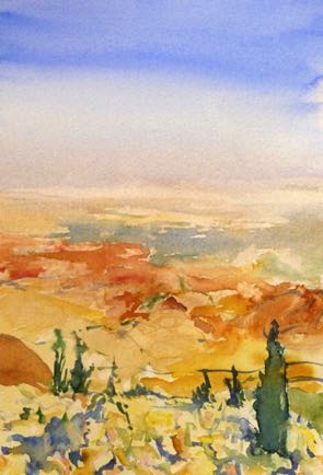 View from
Mount Nebu,
Watercolour on paper, 21cm x 15cm
SOLD View from
Mount Nebu,
Watercolour on paper, 21cm x 15cm
SOLD