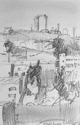 The Temple of Hercules,
Pencil on paper, 10cm x 14cm The Temple of Hercules,
Pencil on paper, 10cm x 14cm