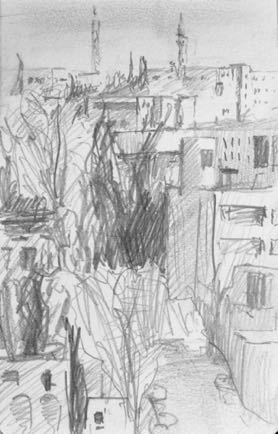 Hill side in Amman,
Pencil on paper, 10cm x 14cm Hill side in Amman,
Pencil on paper, 10cm x 14cm