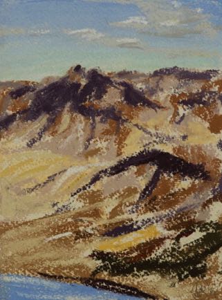 The Negev and the Red Sea,
pastel on paper,
18cm x 14cm The Negev and the Red Sea,
pastel on paper,
18cm x 14cm