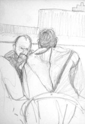 Men in Jelabas Talking, 4"x5½, Graphite