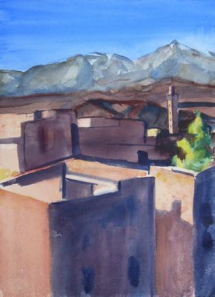 Atlas Mountains from Ouarzazate 1, 11"x15", Watercolour