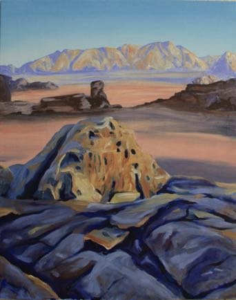 Towards the White desert from the Red,
Oil on Linen,
76m x 61cm Towards the White desert from the Red,
Oil on Linen,
76m x 61cm