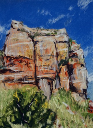 Evening light onto a rock face, Isalo 
Pastel on Paper, 37cm x 28cm