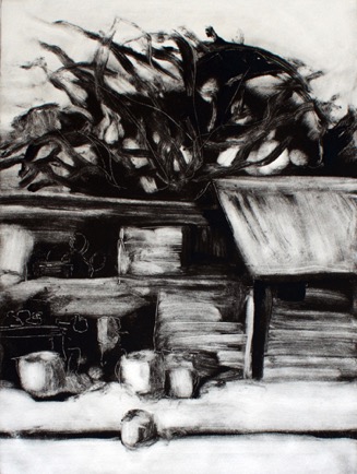 Charcoal sellers shack, 
 7"x 9 1/2", Mono-Print