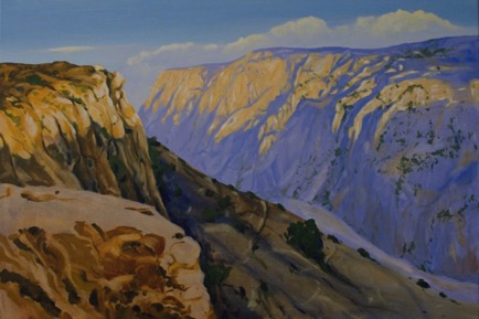 On the Edge of Dana looking towards the Rift Valley,
Oil on Linen, 61cm x 91cm
SOLD