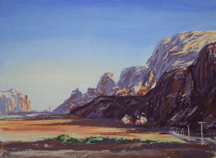 Wadi Rum,
pastel on paper, 28cm x 37cm