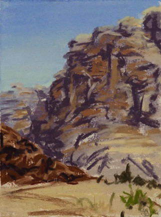 Jebel Kharazeh,
pastel on paper, 
18cm x 14cm
