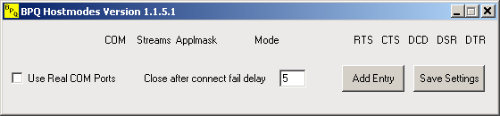 BPQHostModes Dialog