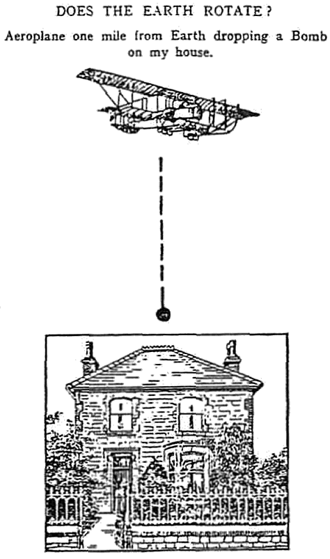 Aeroplane dropping bomb on house