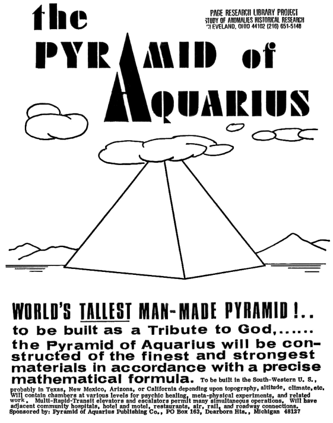 Circular announcing Pyramid of Aquarius: front page