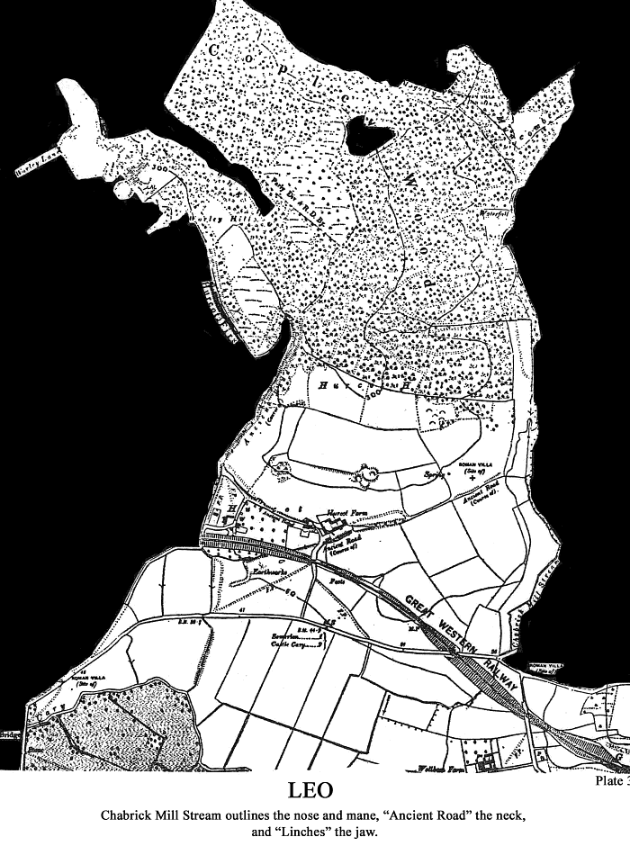 Map of Leo in the Glastonbury Zodiac