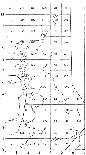 Grid letters for 100-kilometre squares