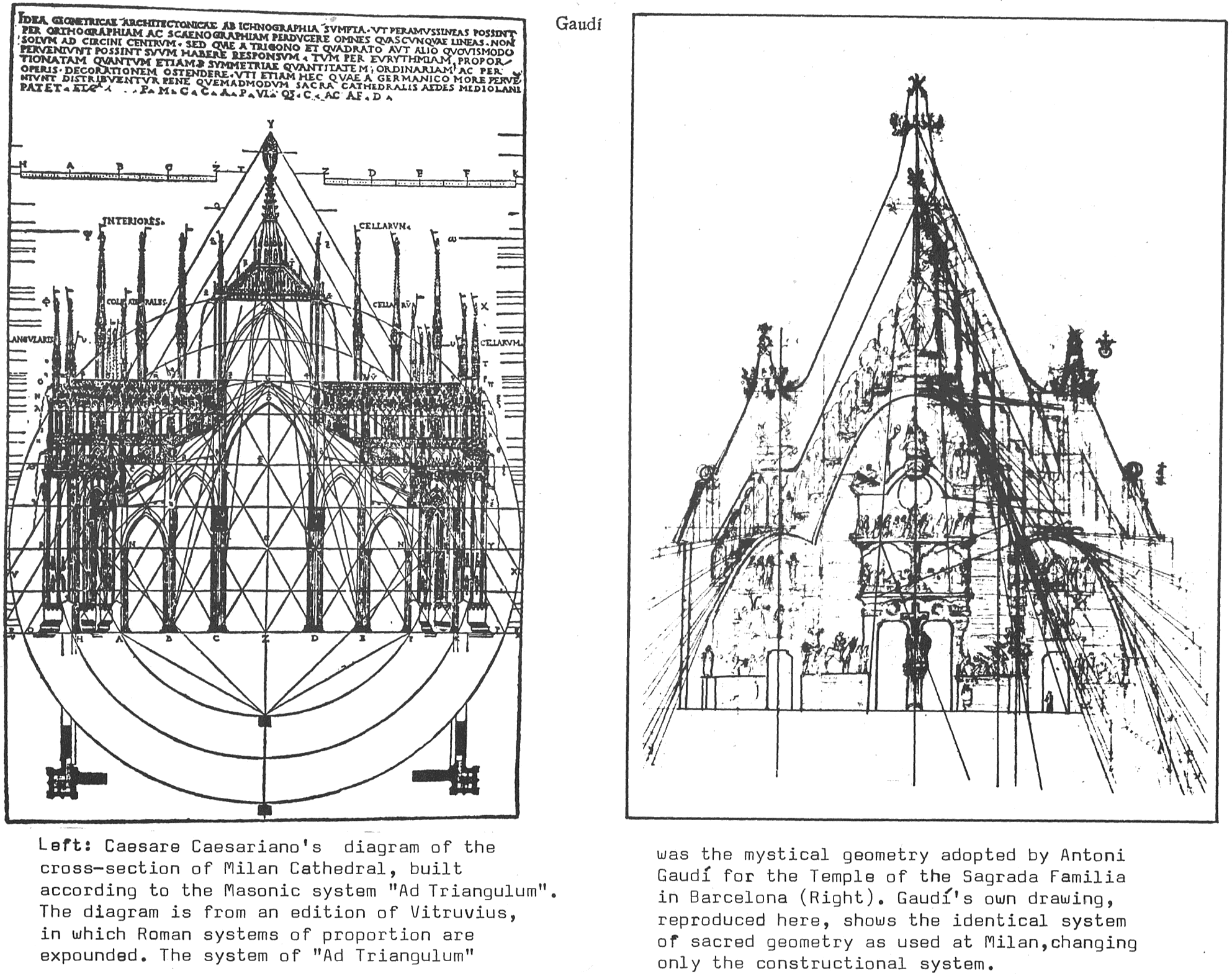 Plans by Caesariano and Gaudi